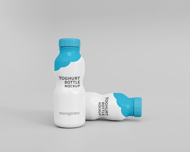 3d realistic yoghurt bottle mockup