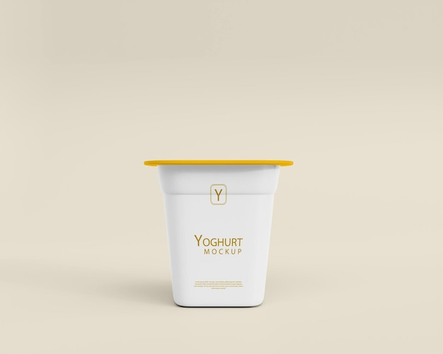 3d realistic yoghurt cup mockup