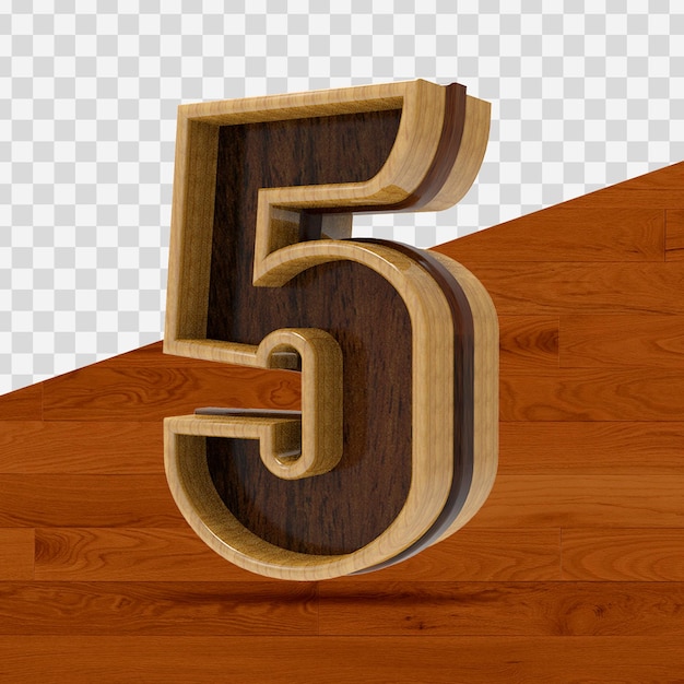 PSD 3d-realistische 7 nummer houten textuur geïsoleerd