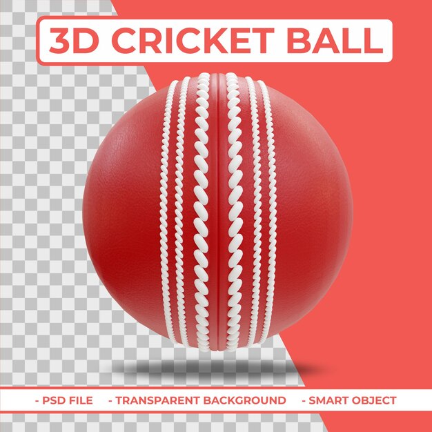 3d-realistische cricket ball 3d-rendering geïsoleerd