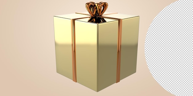 PSD 3d-realistische geschenkdoos met gouden lint geschenkstrik transparant png. decoratie 3d illustratie