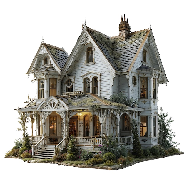 3d realistische huizen geïsoleerde beelden witte achtergrond