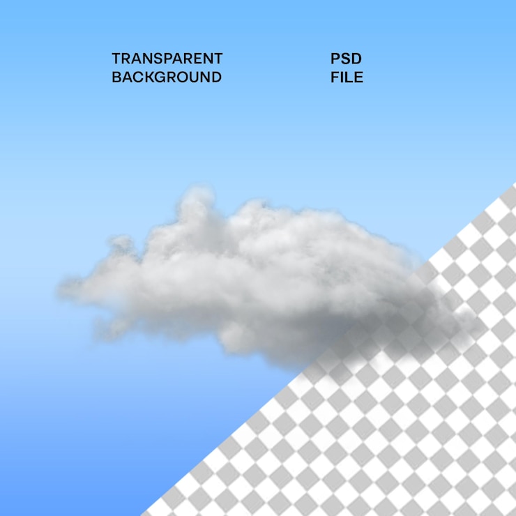 PSD 3d realistische overlay wolken geïsoleerd op een transparante achtergrond echt transparantie-effect