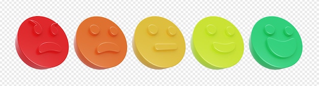 PSD 3d-realistische set van kleurrijke gezicht emoticon isolate