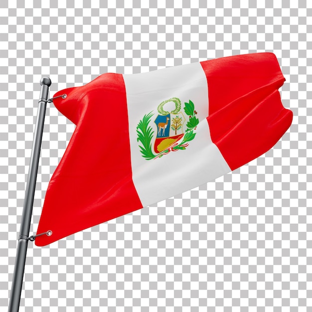 3D realistische vlag van Peru met transparante achtergrond