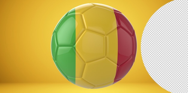 PSD 3d-realistische voetbal met de vlag van mali erop geïsoleerd op transparante png-achtergrond