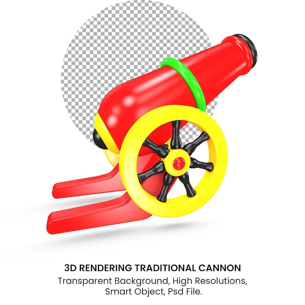 3D-realistische weergave illustratie rood en zwart traditionele kanon compositie