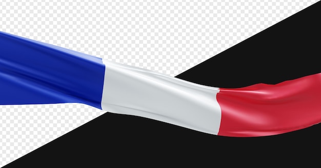 PSD 3d realistyczna flaga francji na białym tle