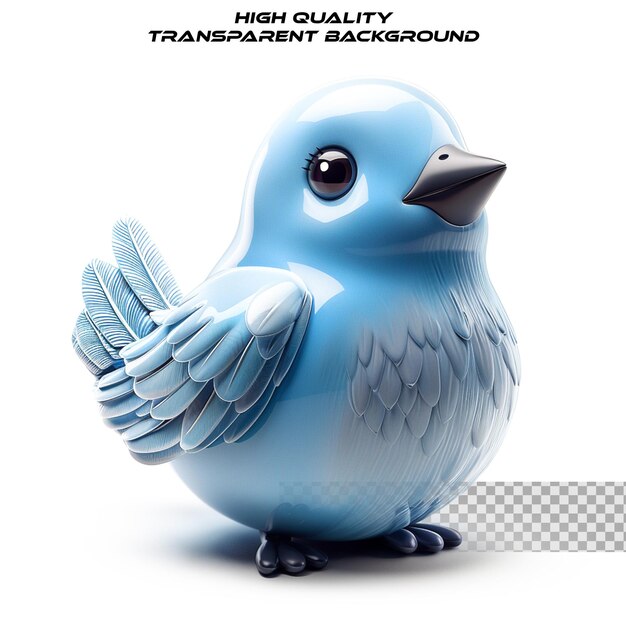 PSD 3d realistyczna ikona logo twittera zaprojektowana w stosunku stron na przezroczystym tle