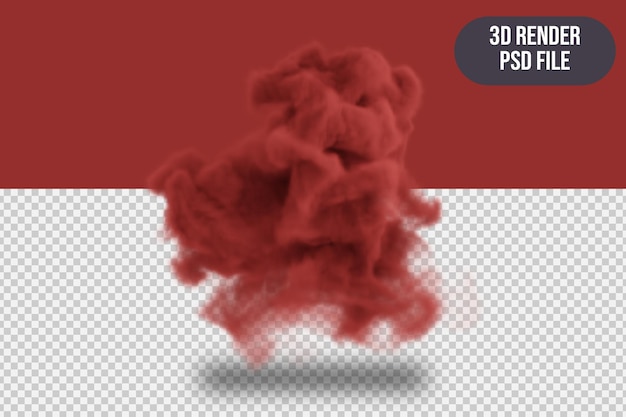 PSD 3d realistyczny czerwony dym na białym tle