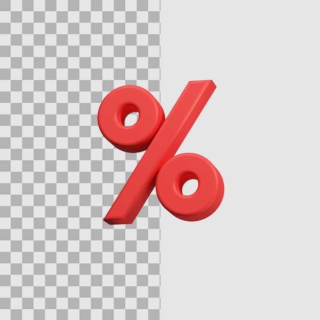 3D realistyczny czerwony symbol procentowy ilustracja