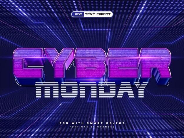 PSD 3d realistyczny efekt tekstu cyber monday