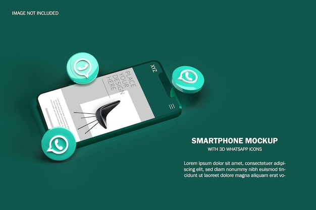 3d Realistyczny Smartfon Z Makietą Ikon Mediów Społecznościowych