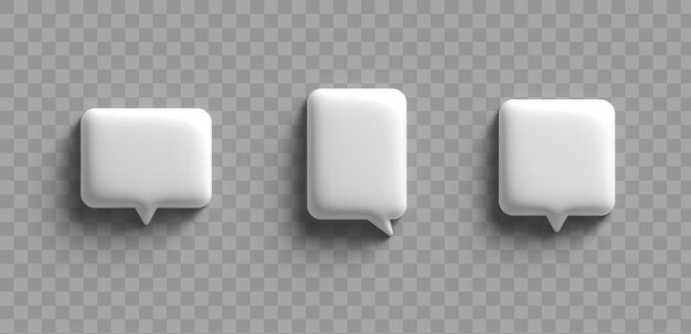 PSD 3d rectangular white empty chat bubbles