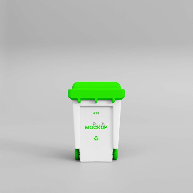 Мокап пластиковой корзины для мусора 3d recycle bin