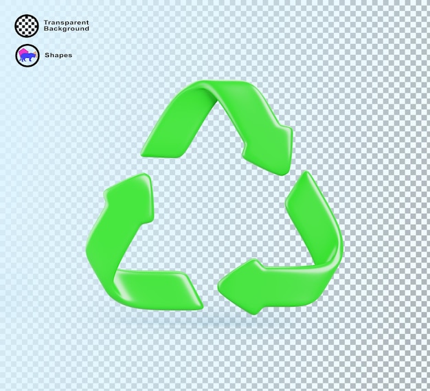 3d recycle sign green triangle arrows Realistic logo render icon recycling material symbol for sorting paper glass plastic or organic waste Save planet environment and ecology