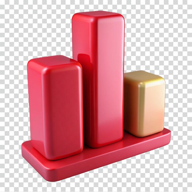 3D Red and Gold Bar Chart Data Visualization