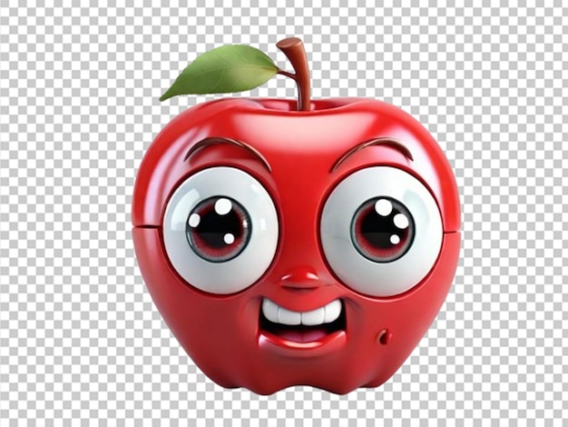 3d red apple funny cartoon with smiley face