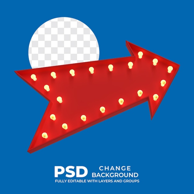 3D 赤い矢印のモックアップ
