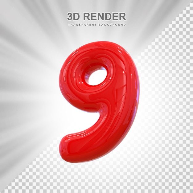 PSD 3d red balloon number9