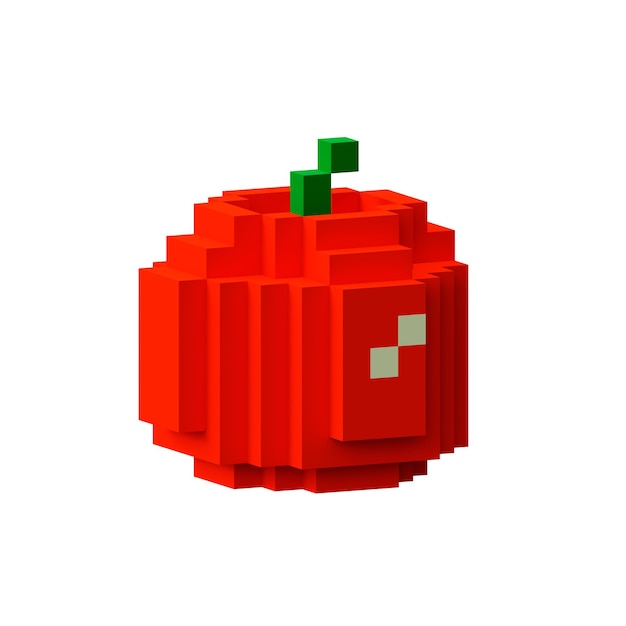 3D Red Bell Pepper PNG Pixel Vegetables Collection Retro Game Assets Voxel Voodoo Iconen