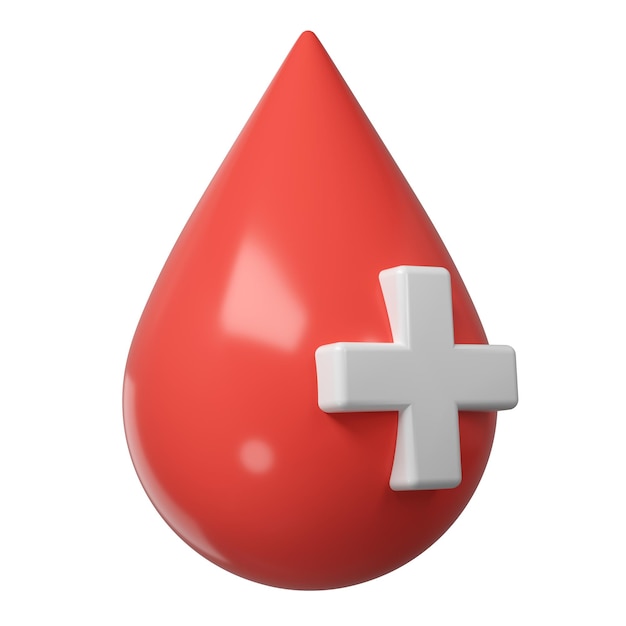 의료 십자가 기호 아이콘과 함께 3d 은 혈액 방울 지원 기증 및 의료 실험실 개념