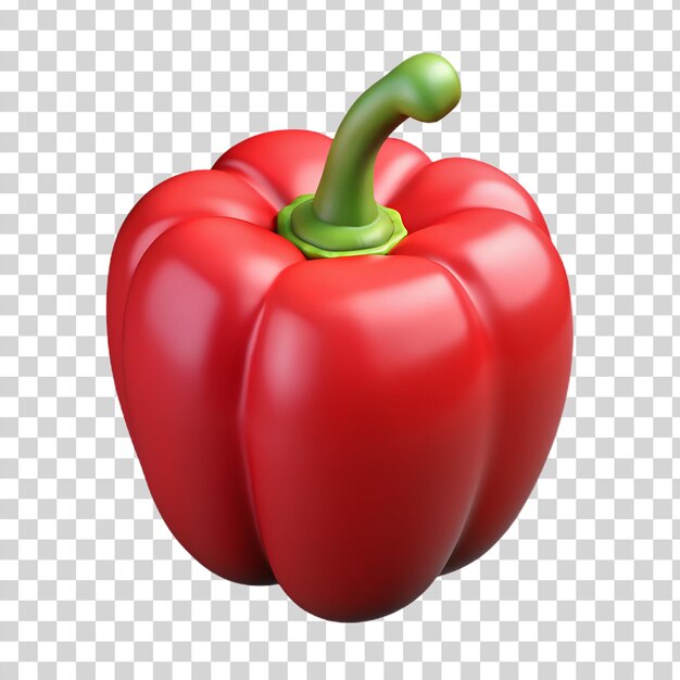 Un capsicum rosso 3d su uno sfondo trasparente