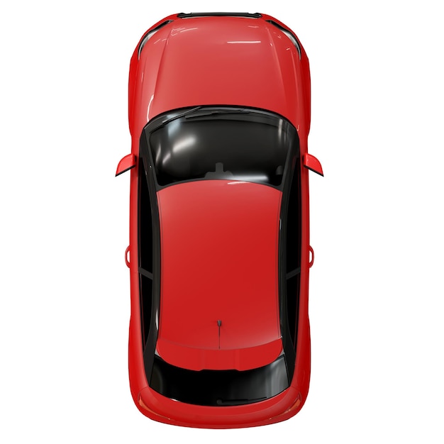 3d red car top view