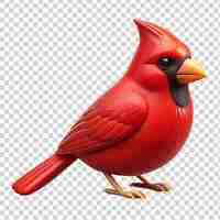 PSD 3d red cardinal bird on transparent background