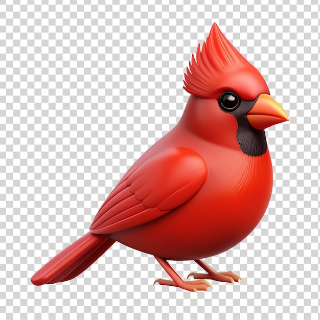 PSD 3d cardinal bird rosso su sfondo trasparente