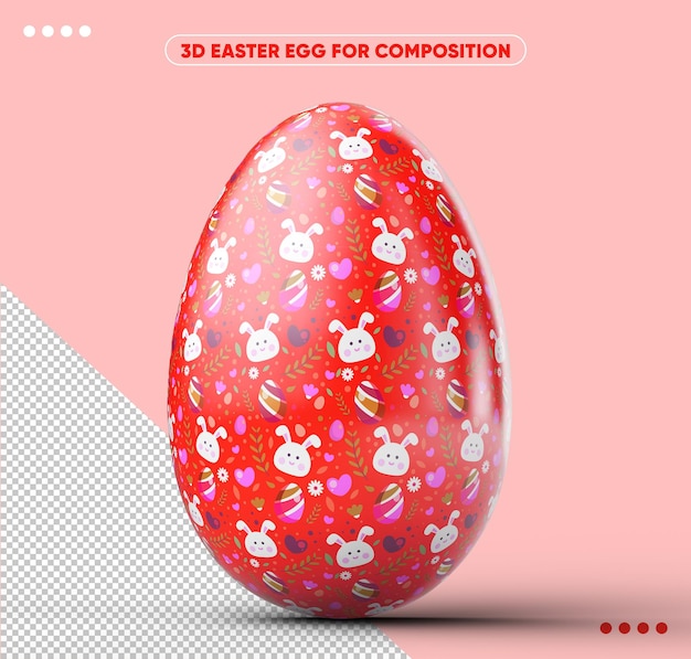 PSD 3d red decorated easter egg