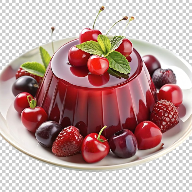 PSD 3d red fruit jelly with berries cherry strawberry