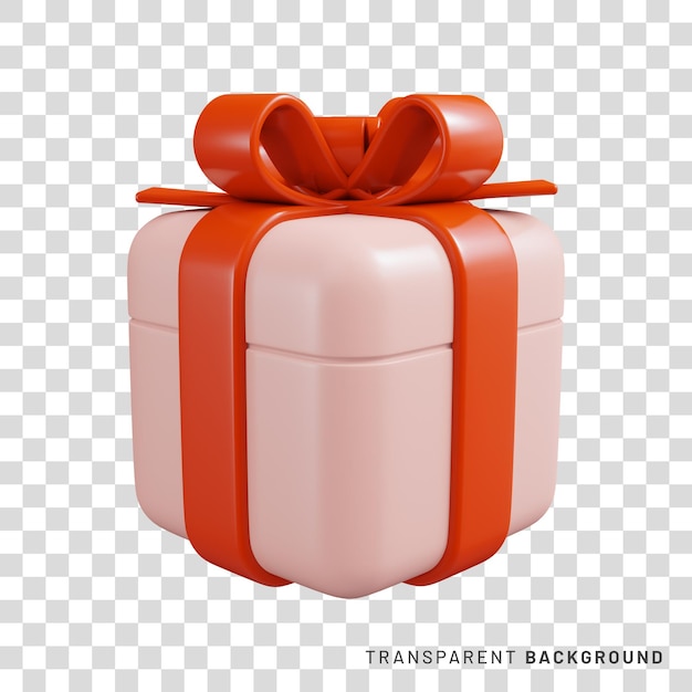 3d red gift box closed on transparent background