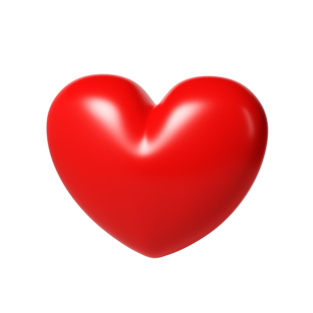 PSD cuore d'amore lucido rosso 3d su sfondo bianco adatto per san valentino festa della mamma festa della donna