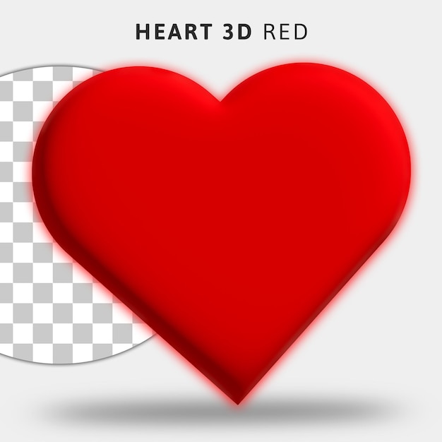 3d red heart icon on transparent background