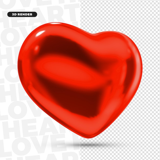 3D Red Heart isolated for compositon Premium PSD