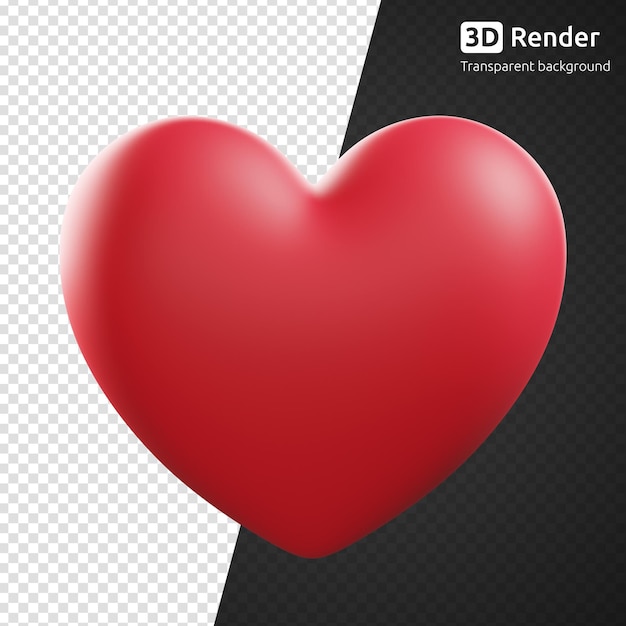 PSD 3d red heart love shape isolated