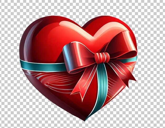 PSD 3d red heart with gift bow