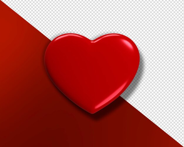 PSD cuore rosso 3d con sfondo sfumato