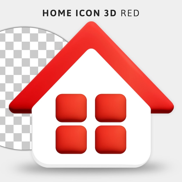 PSD 3d red house on transparent background