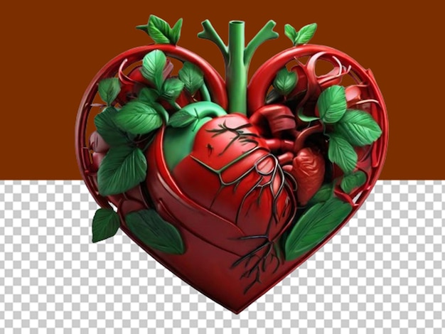 PSD 3d red human heart