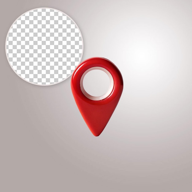 PSD 3d red map pointer icon isolated on transparent background