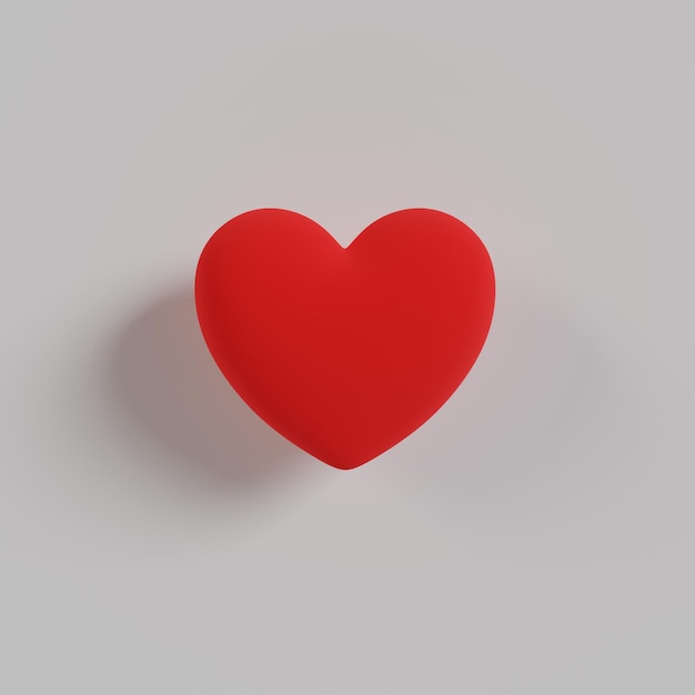 PSD 3d red matte heart on a white background