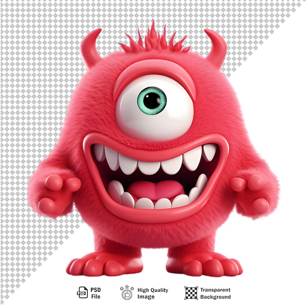 PSD 3d red monster character avatar on transparent background