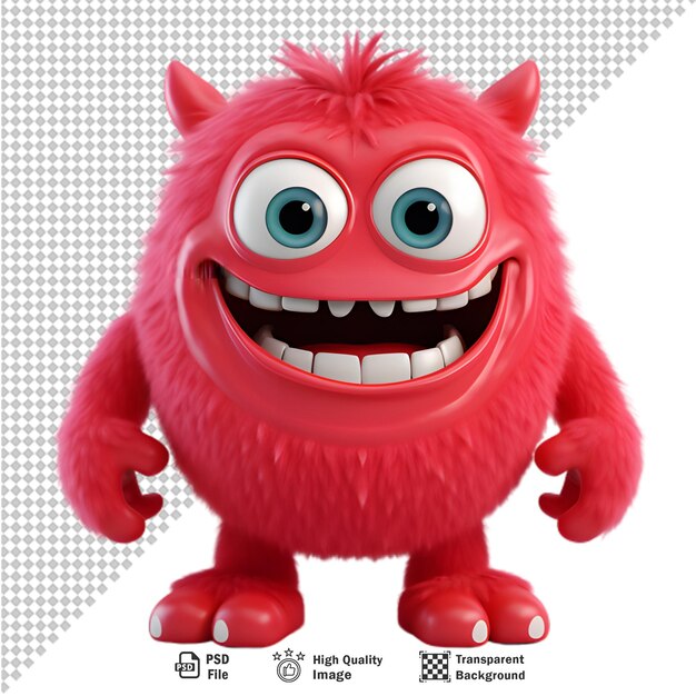 PSD 3d red monster character avatar on transparent background