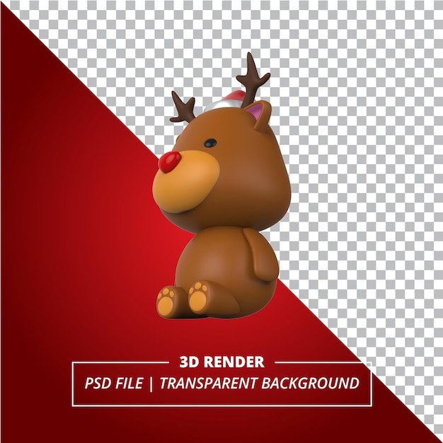 PSD 투명 한 배경에서 렌더링 된 3d 빨간 코 사슴