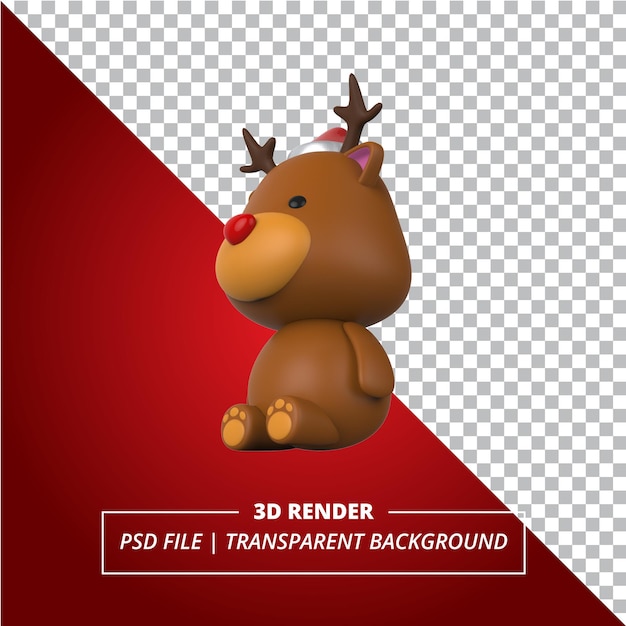 PSD 透明な背景にレンダリングされた3d赤い鼻の鹿