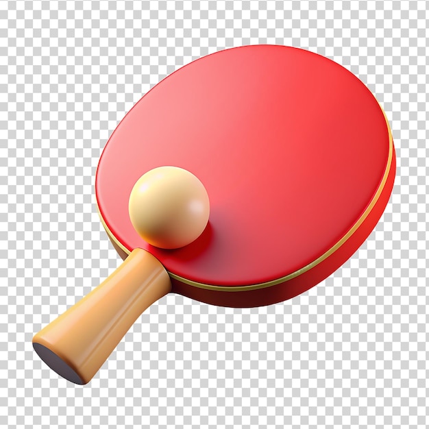 3d red ping pong racket isolated on transparent background