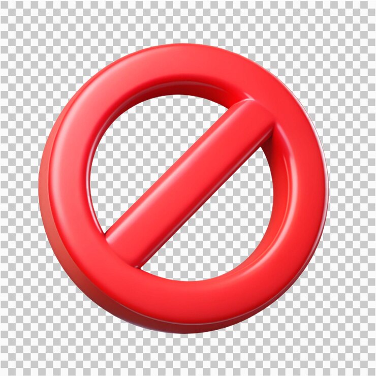 3D Red Prohibition Sign Not Allowed png
