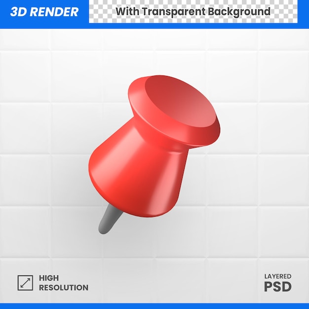 3D red push pin